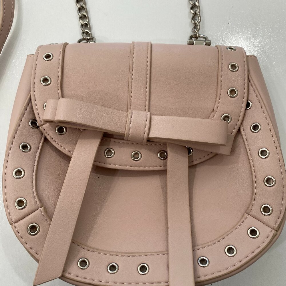 Express Pink Grommet Bow Crossbody Bag Purse Chain